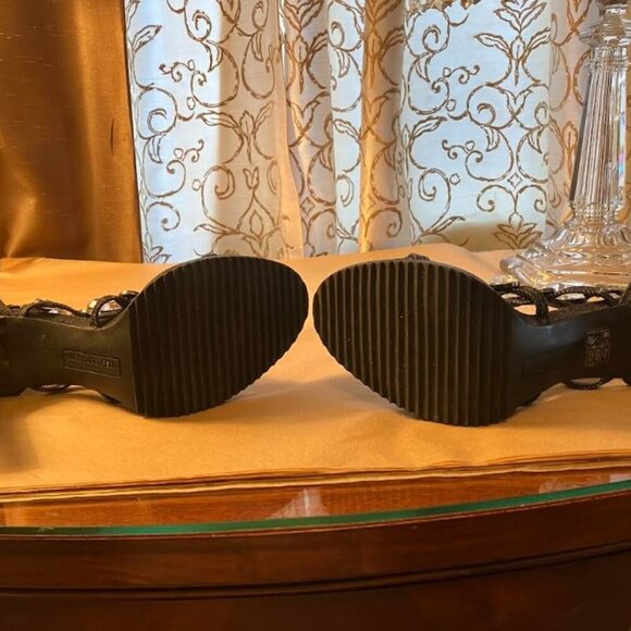 Karl Lagerfeld Beatriz Crystal Block Heel Black Denim Size 9 NWOT - Picture 6 of 6